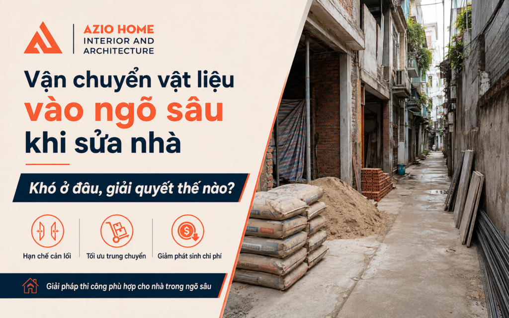 Vận chuyển vật liệu vào ngõ sâu khi sửa nhà