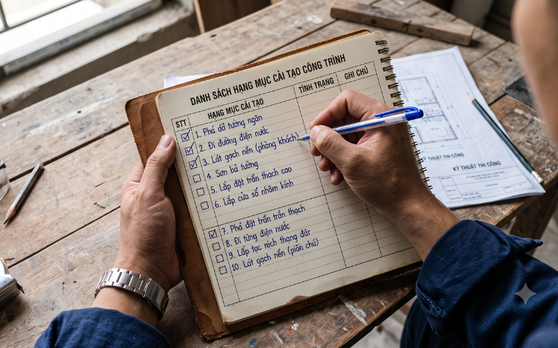 Xác định các hạng mục cải tạo